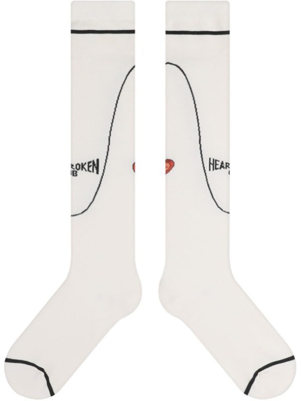 2025 Socks Women Ken Dou Love Series Shallow Socks Xinjiang Cotton Simple Fashion ins Style Jacquard Socks Knee-length Socks