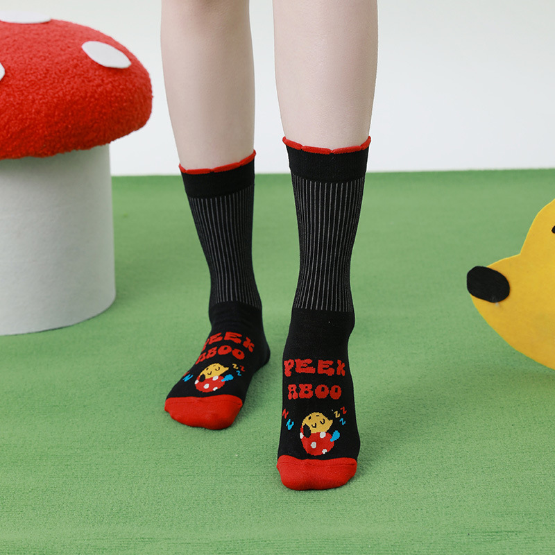 Red & White Polka Dot Dog Socks - Cute Couple's Mid-Tube Fashion - Image 3