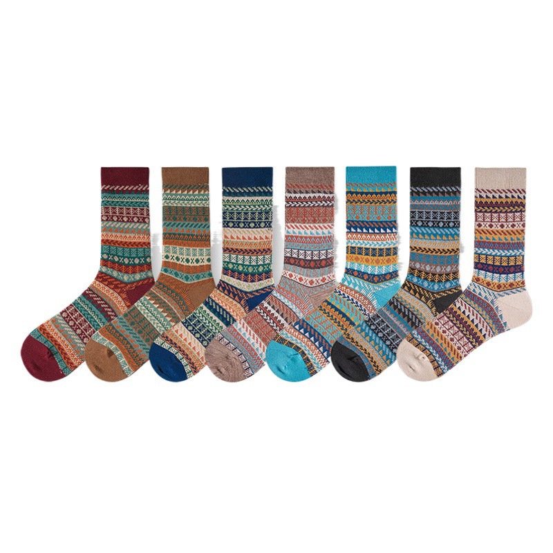 Men's Retro Socks: Combed Cotton Mid-Calf Vintage Style