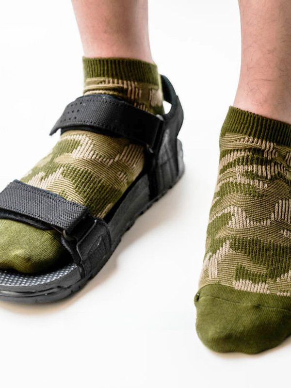ECHENON Socks Men's Spring and Summer New Japanese Fashionable Socks Camouflage Vintage Personalized Double Needle Double Road No Line Boat Socks