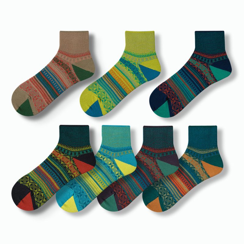 ECHENON South Korea vintage socks men's spring and autumn combed cotton hand-stitched boat socks men's and women's sports socks ins - Image 5
