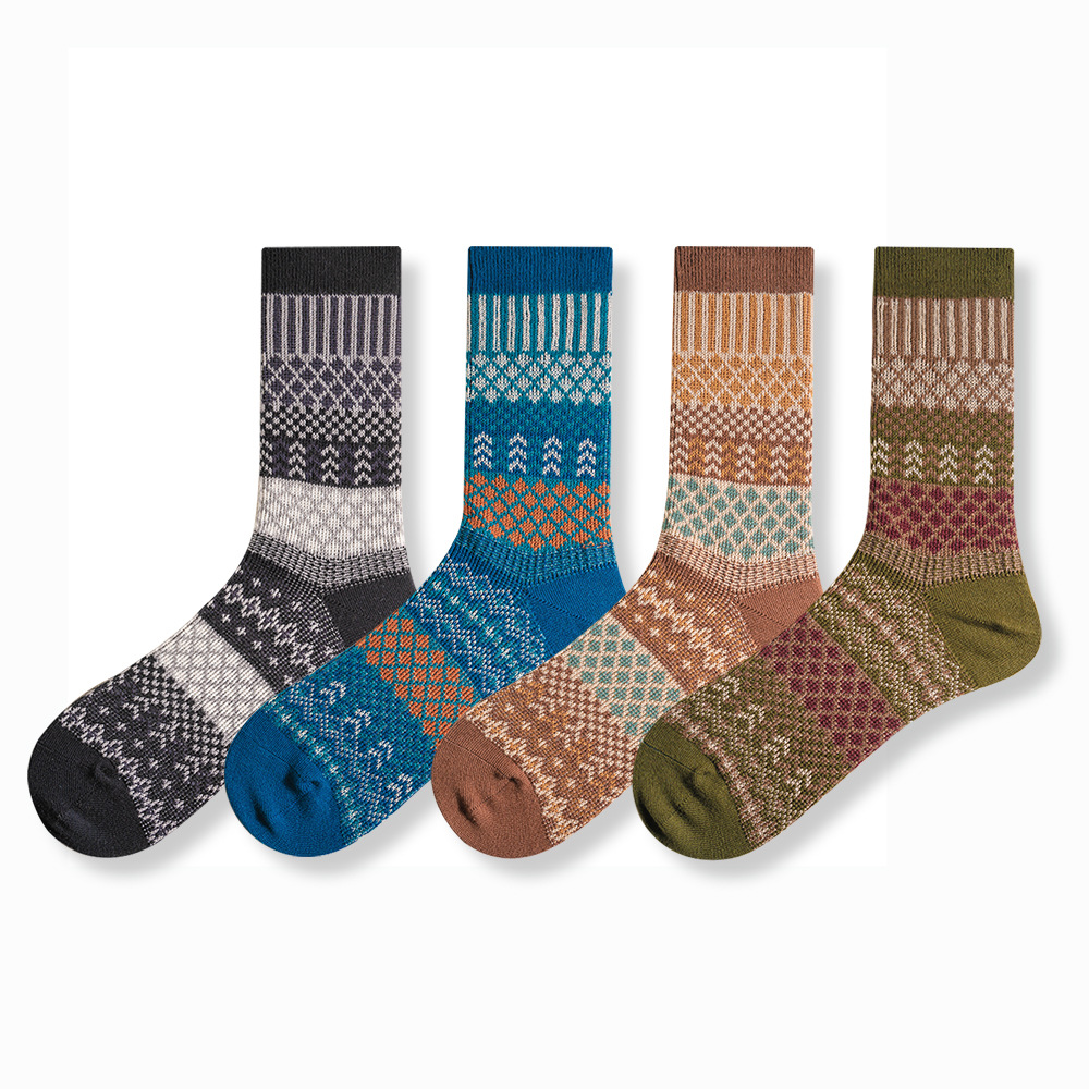Echenon Retro Combed Cotton Socks: Warm Mid-Tube for Men & Women