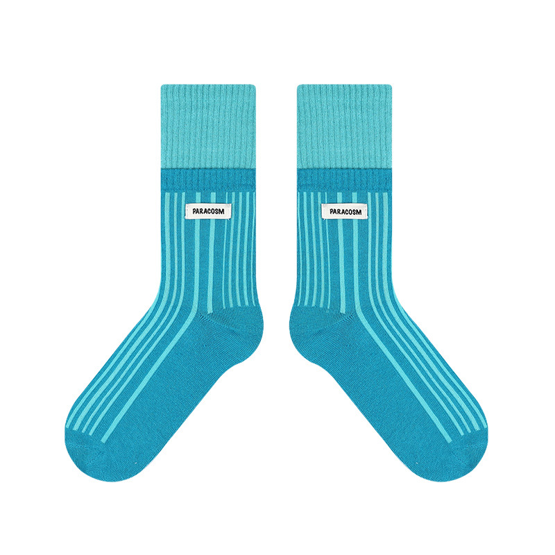 himiyako fashionable contrast color mid-calf length socks for women Autumn new double-mouth cotton socks Japanese striped socks for men - Image 9