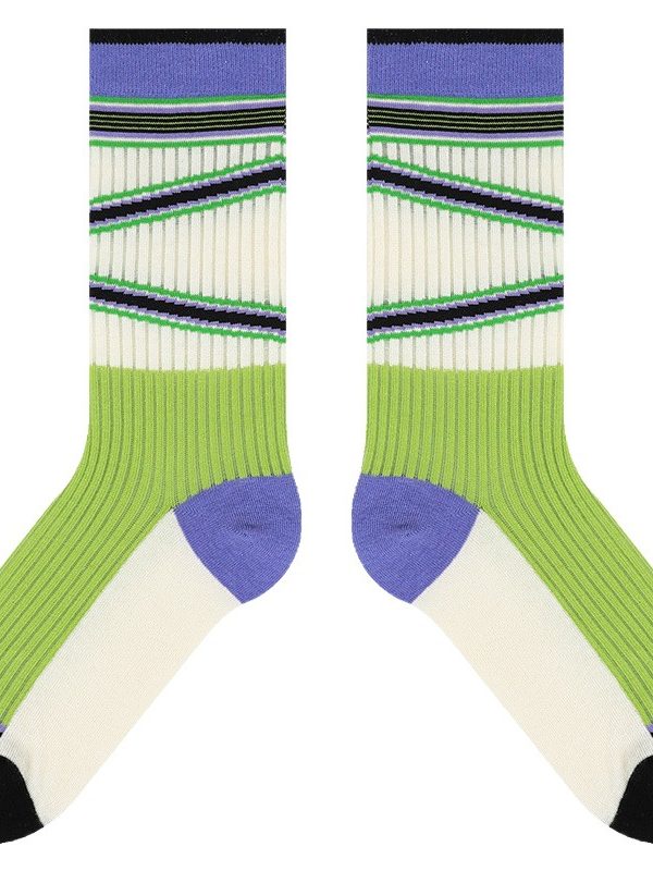 Himiya ko Summer Ultra-thin Colorful Striped Socks for Children ins Trendy Personalized Mid-size Socks Artistic Vintage Women's Socks