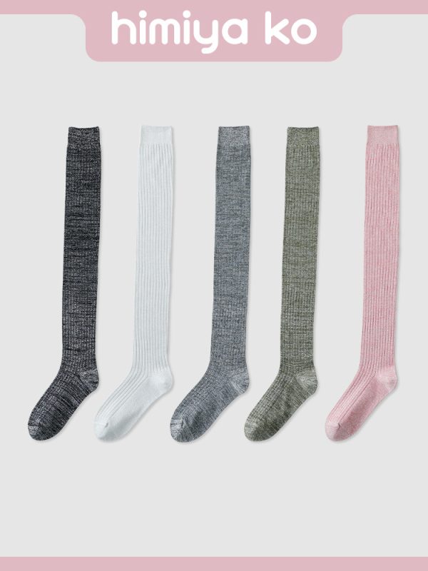 Summer new style fashionable bright silk thigh socks for women solid color light over-the-knee socks simple ins style Japanese jk socks