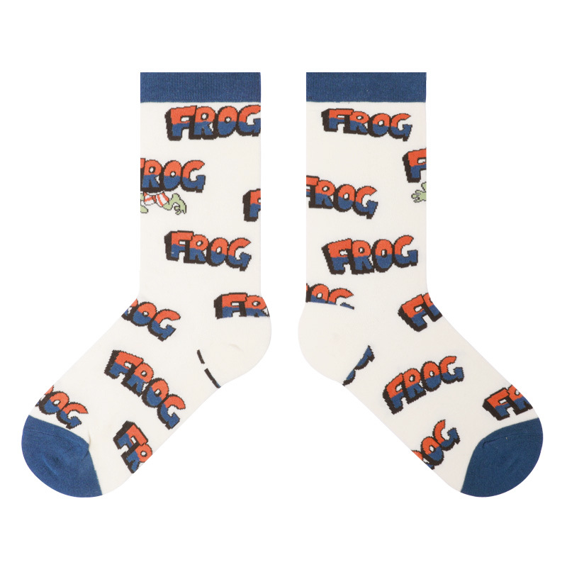 Frog Princess Socks: Cute Plaid Camo Mid-Calf Combed Cotton Couple Socks - Image 8