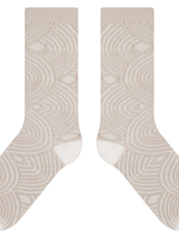 himiya ko Original Designer Mid-length Socks Women's Japanese Style Simple Line Cotton Socks Instagram Style Trendy Lovers Socks