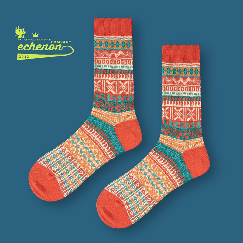 New ethnic style autumn and winter socks  fashion brand men and women socks combed cotton boneless retro trendy couple mid-calf length socks - Image 9