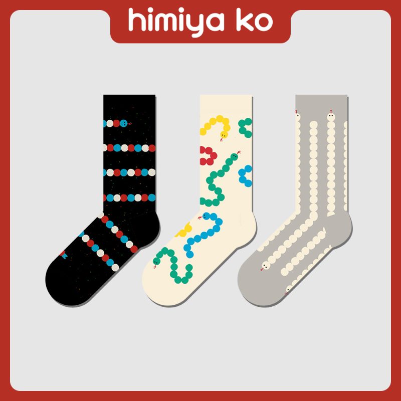 Himiya ko Original Year of the Snake Socks Women's Year of the Snake Fashion Mid-Year Socks Cartoon Cute Bean Snake Autumn and Winter Tide