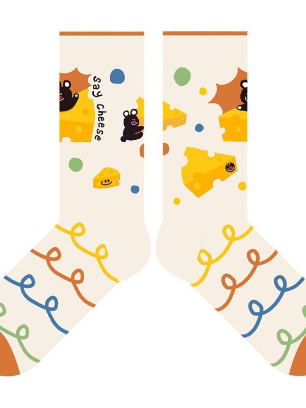 Original personalized cartoon student socks new cute mid-calf length socks for women deodorant sweat-absorbent non-slip breathable women's cotton socks