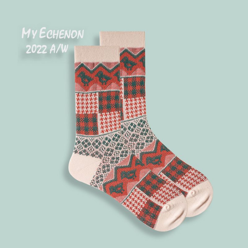 Autumn and Winter Socks Men's Ami Kaji American Style Retro Ethnic Style Trendy Couple's Combed Cotton Double-Way Women's Mid-Tube Socks - Image 33