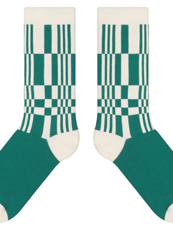 himiya ko autumn new color chessboard plaid socks women ins fashion contrast color trendy mid-calf socks wholesale cotton socks