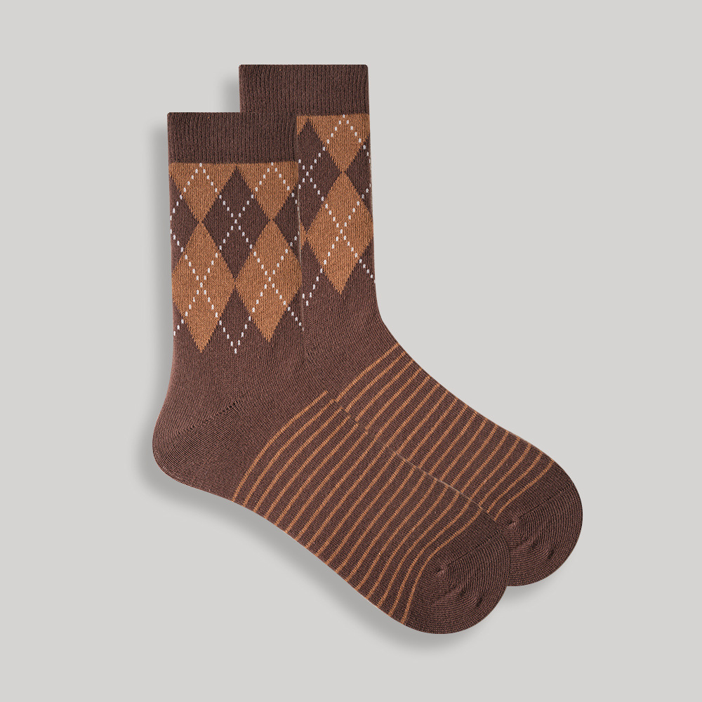 Men's Plaid Socks: British Style Cotton Dress Socks for Fall & Winter - Image 9