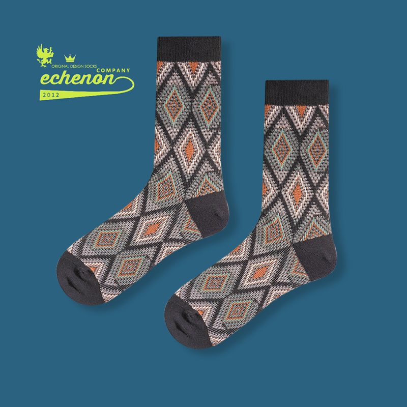 Echenon Men's Autumn/winter Fine Combed Cotton Socks Trendy Double-track Bone-less Vintage Street Style - Image 7