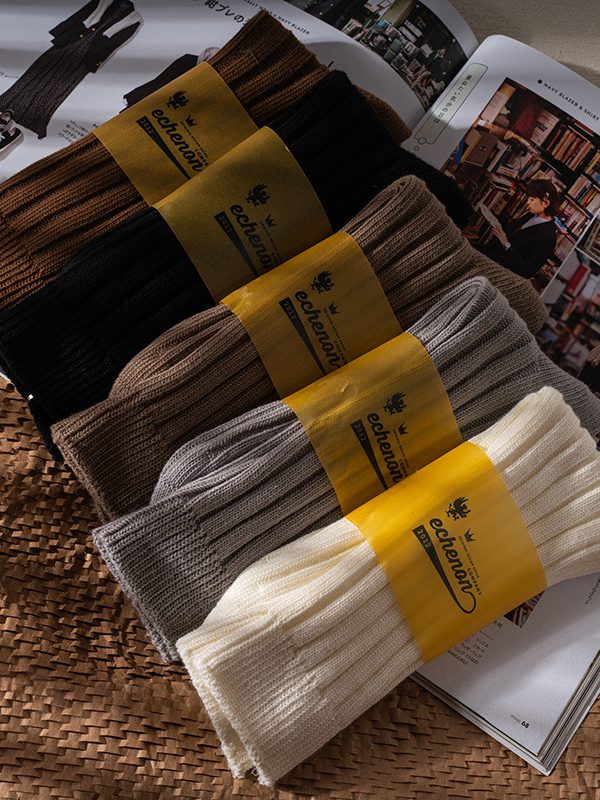 American retro solid color printed combed cotton socks autumn and winter trendy boneless stockings trendy mid-calf length socks  sock