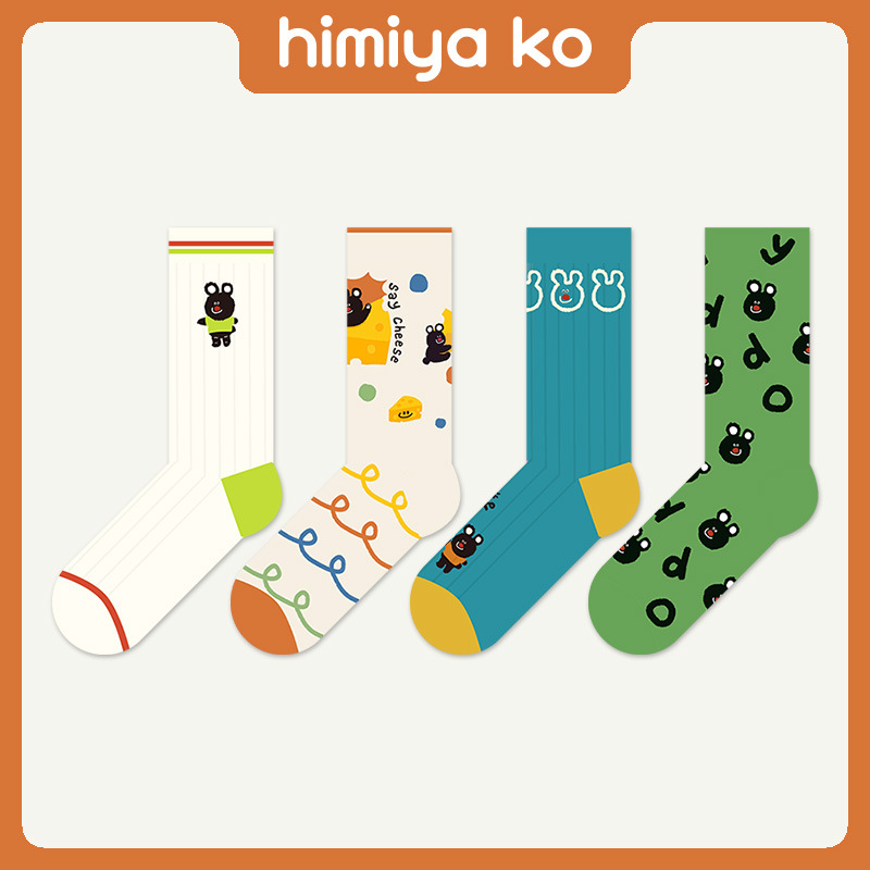 Original personalized cartoon student socks new cute mid-calf length socks for women deodorant sweat-absorbent non-slip breathable women's cotton socks - Image 2