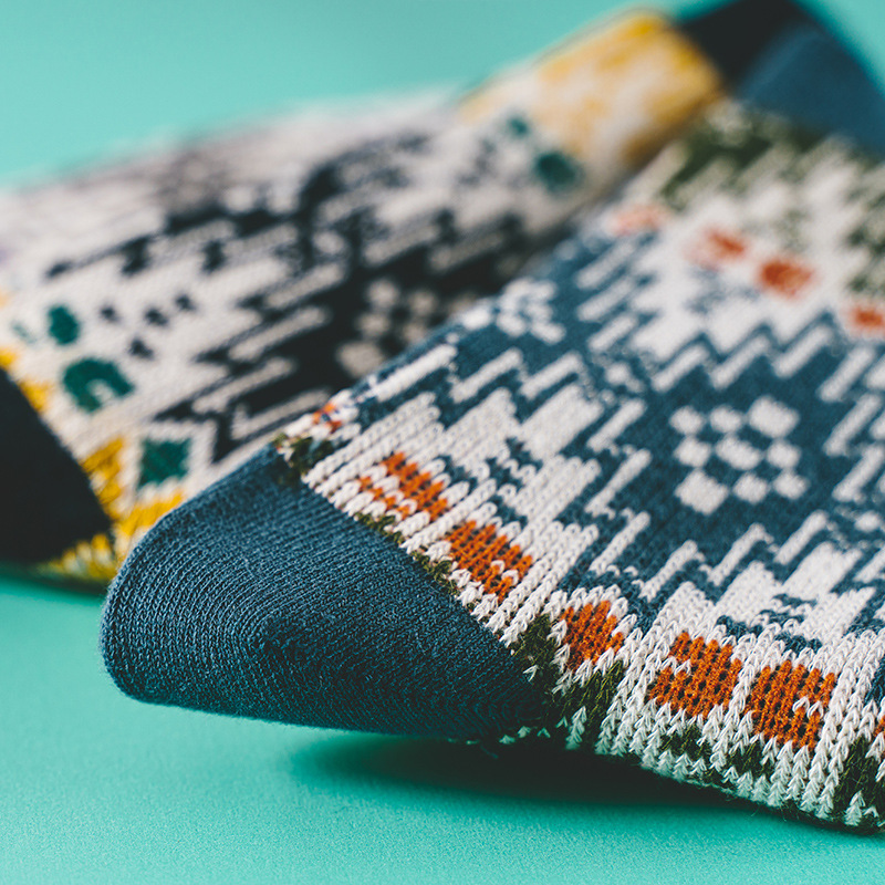 Men's Korean Cotton Socks: Fashion Long Tube Double Needle Autumn Winter - Image 2