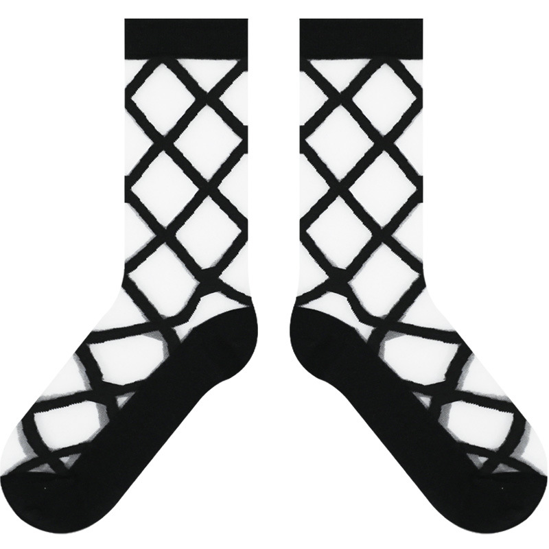 Rhombus Crystal Socks: Women's Ultra-Thin Summer Breathable Tube Socks - Image 5