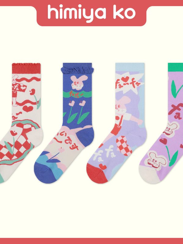 Himiya ko2025 socks women's Little Red Book hot rabbit and like original illustration wind sweet girl socks