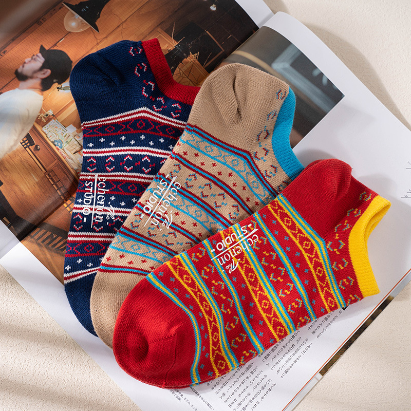 ECENON Men's Japanese Vintage Socks: Thin Summer Casual Cotton Boat Socks - Image 2