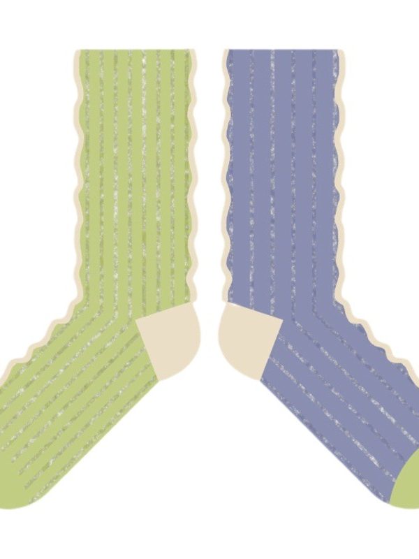 himiyako colorful striped socks for women autumn and winter new fashion trendy contrast color mid-calf length socks ins wavy edge Cotton