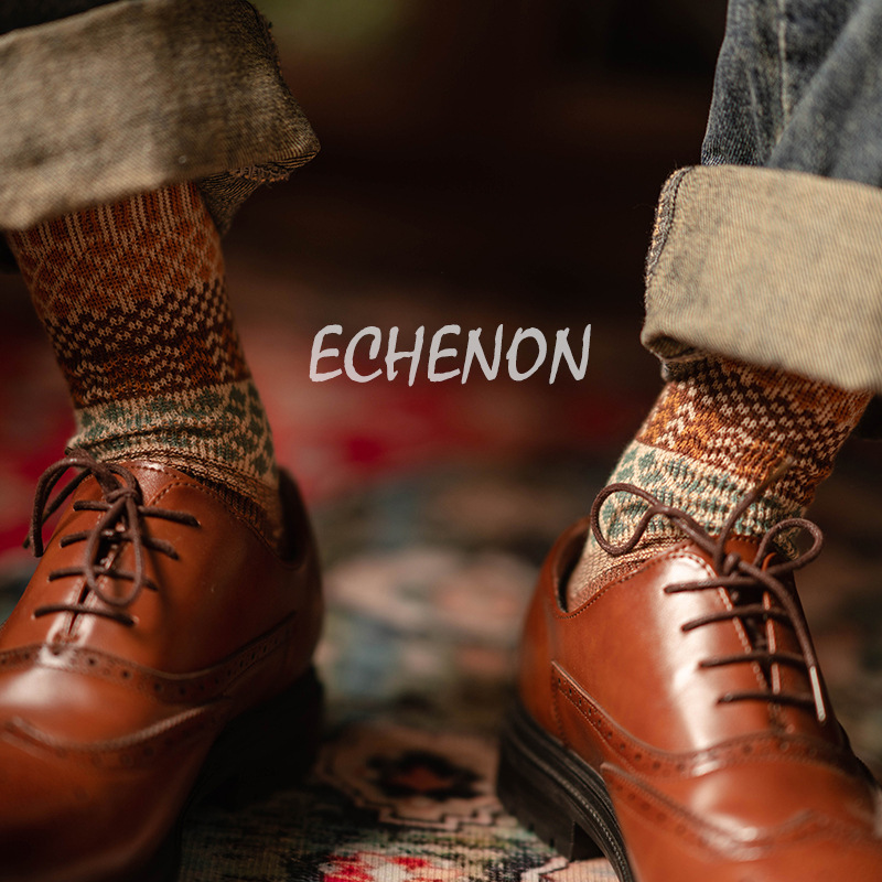 Echenon Retro Combed Cotton Socks: Warm Mid-Tube for Men & Women - Image 3