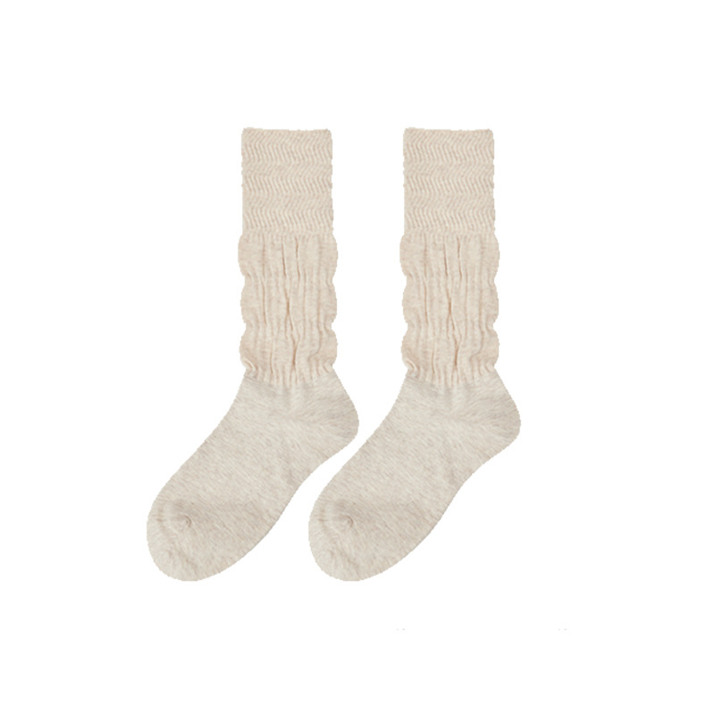 Breathable Cotton Socks: Summer Black Mid-Length Pile Socks - Image 13