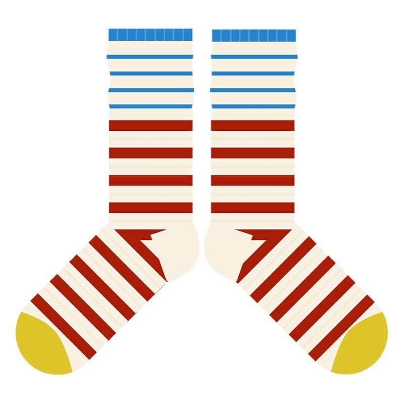 Brand Street fashion colorful striped cotton socks women's fashion contrast color double Luo Kou cotton student mid-calf length socks