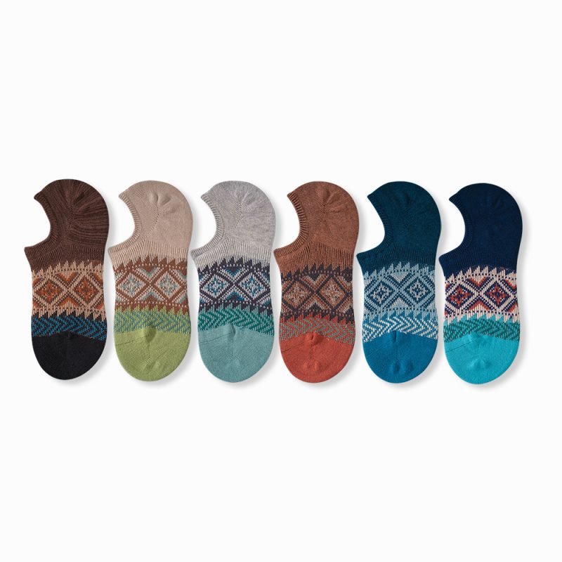 ECHENON socks women's spring and summer double needle double-way boneless combed cotton trendy invisible boat Socks couple retro socks men - Image 5