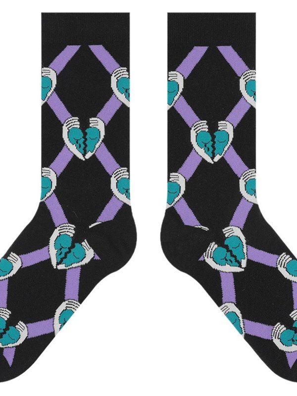 2025 spring on the new socks women broken heart a book with combed cotton tube tide socks 5 colors into stock