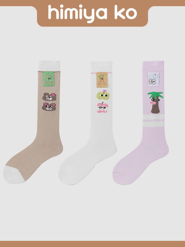 Spring and summer new cartoon illustration socks for women sweet ins style pressure calf socks trendy cute college JK socks