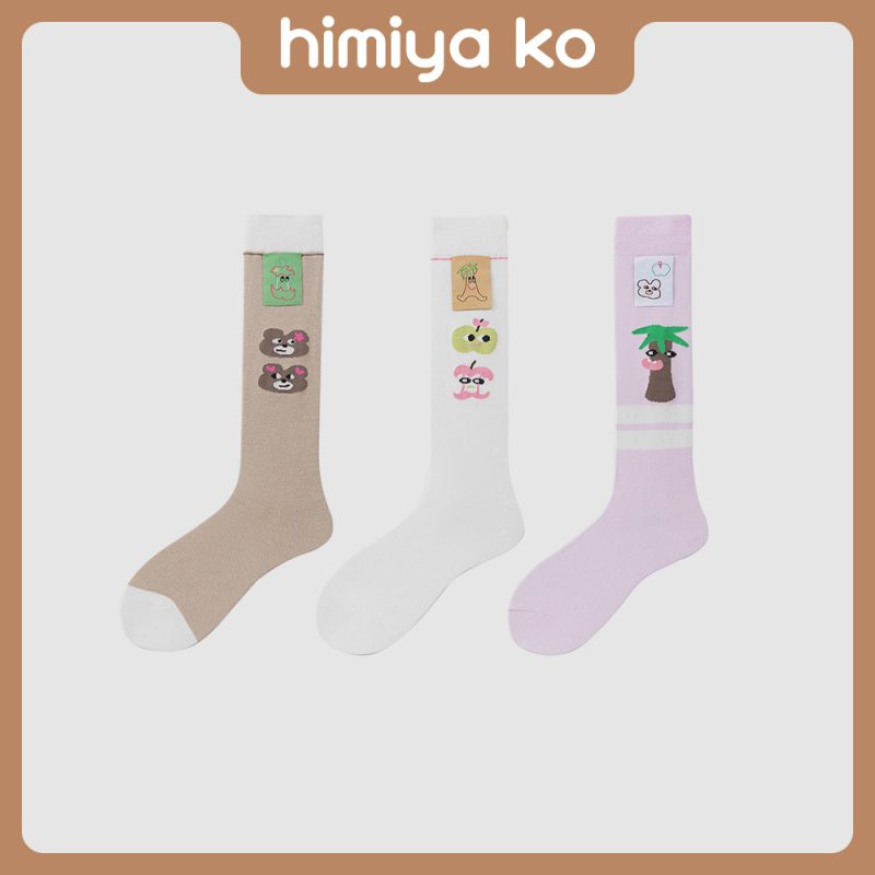 Spring and summer new cartoon illustration socks for women sweet ins style pressure calf socks trendy cute college JK socks