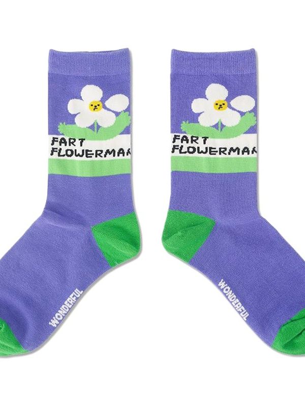 [Clearance Welfare] Flower Little Man Series ins Color Illustration English SOCKS Cartoon Girl Cotton SOCKS