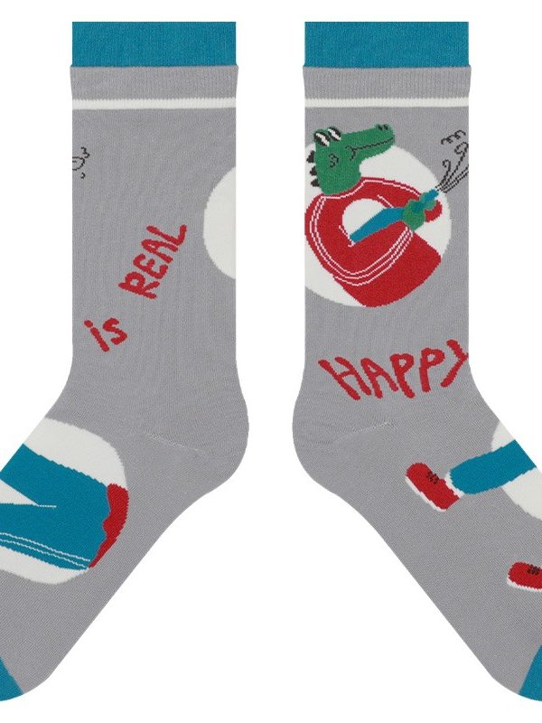 2025 Winter new commercial giant crocodile mid-calf ins cartoon illustration couple socks combed cotton couple socks socks socks