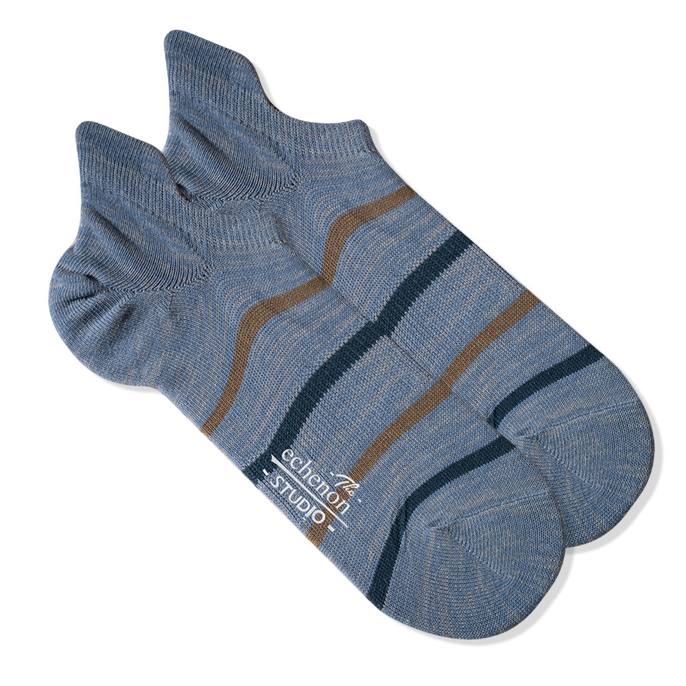 ECENON Men's Striped Ankle Socks: Japanese Style Summer Big Foot Heel - Image 8