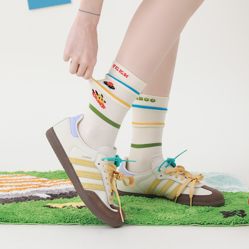 Red & White Polka Dot Dog Socks - Cute Couple's Mid-Tube Fashion - Image 4