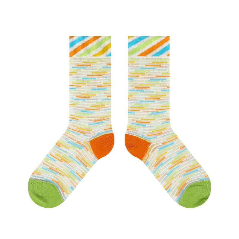 himiya ko Summer Ultra-thin Color Stitching Socks Women's ins Trendy All-match Personalized Striped Mid-length Socks Internet Popular - Image 7