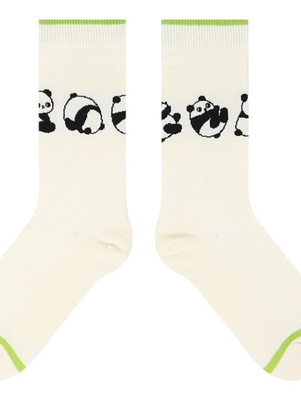 himiya ko Original Cartoon Panda Socks Women's Sweet All-match Cotton Socks Autumn New Fashionable Mid-length Socks