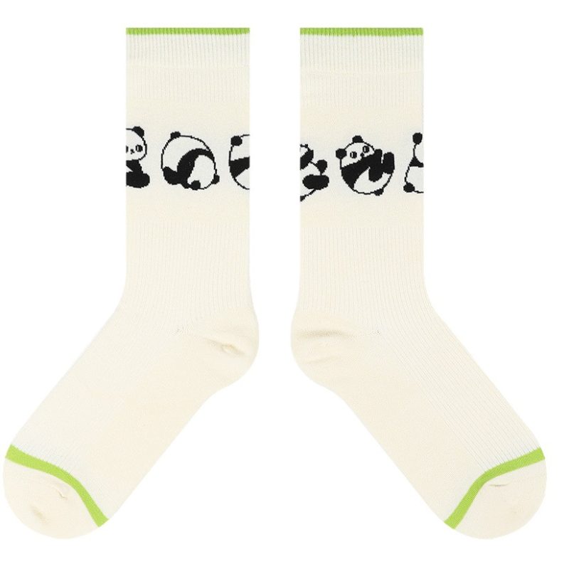 himiya ko Original Cartoon Panda Socks Women's Sweet All-match Cotton Socks Autumn New Fashionable Mid-length Socks