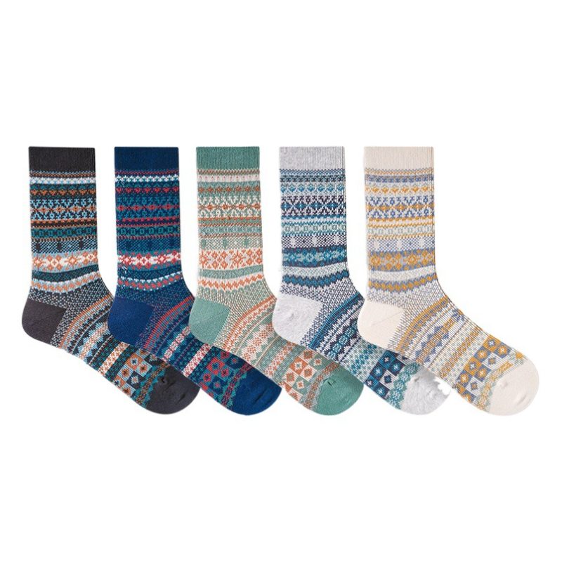 Autumn and winter socks boneless retro ethnic style two-way mid-calf length socks men and women couple combed cotton Sports women's socks