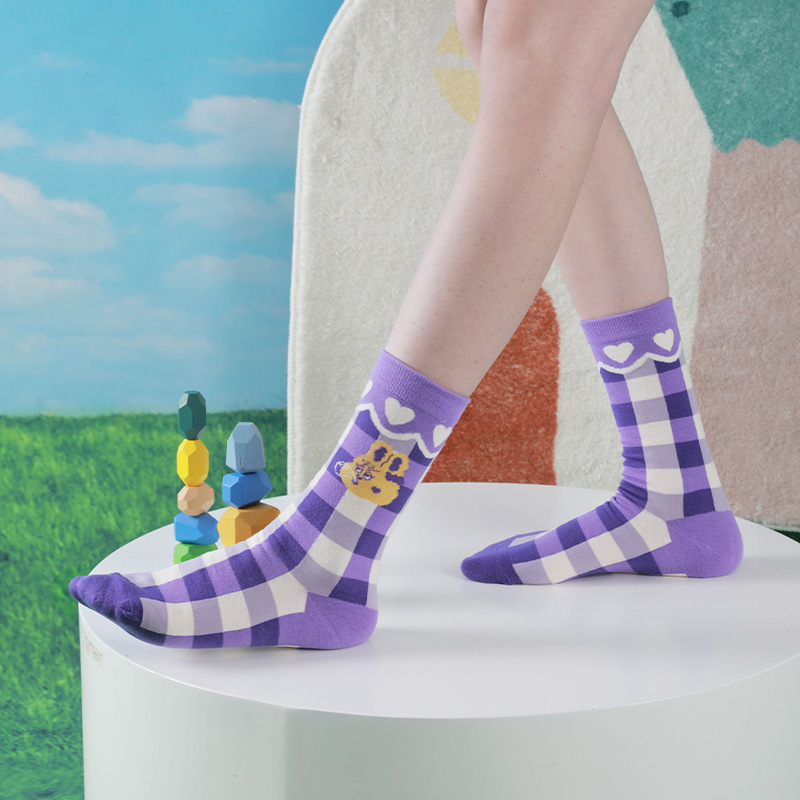 Hi Bobo Rabbit Series Socks Women's Sweet Girl Style Combed Cotton Socks Middle Tube Stretch Rakou 4 Color Optional Spot - Image 4