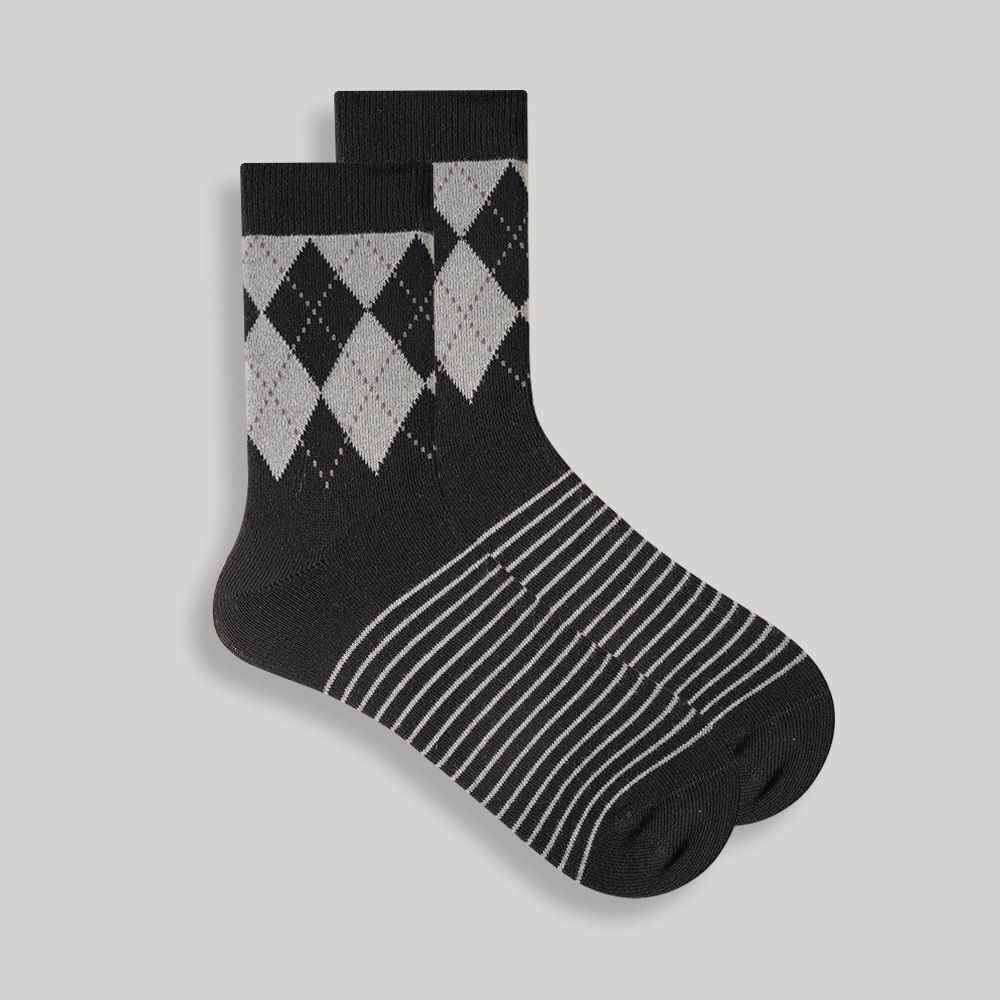 Men's Plaid Socks: British Style Cotton Dress Socks for Fall & Winter - Image 8