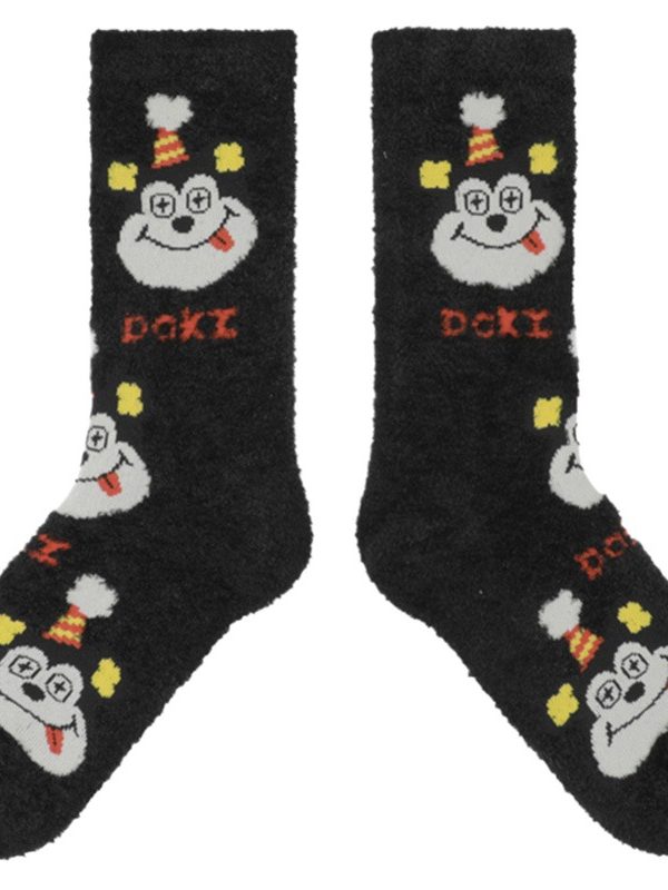 2025 autumn and winter New doki series thickened feather yarn a book popular new fashion socks combed cotton mid-calf length socks