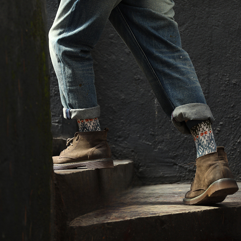 Men's Korean Cotton Socks: Fashion Long Tube Double Needle Autumn Winter - Image 3