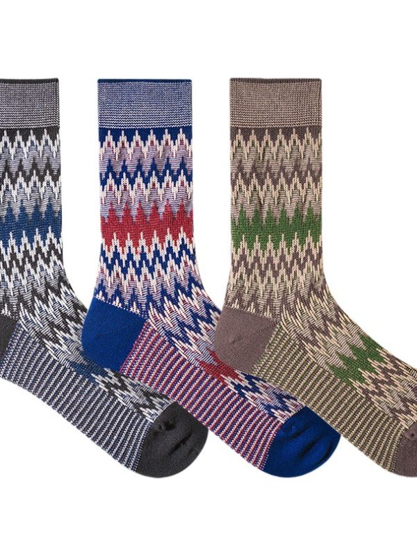 ECHENON2024 autumn and winter new combed cotton boneless double way socks men's retro trendy sports tube socks