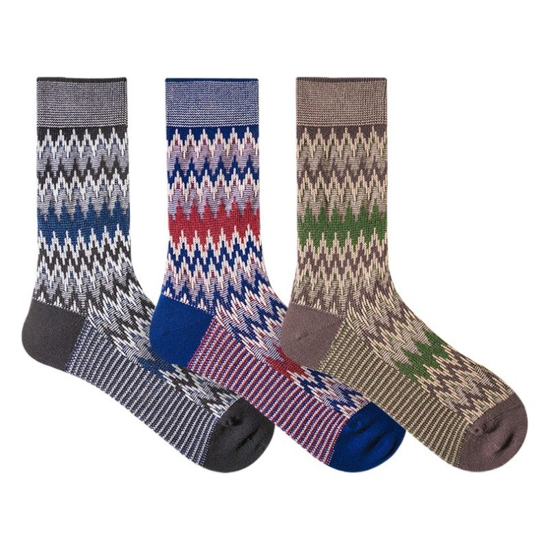 ECHENON2024 autumn and winter new combed cotton boneless double way socks men's retro trendy sports tube socks