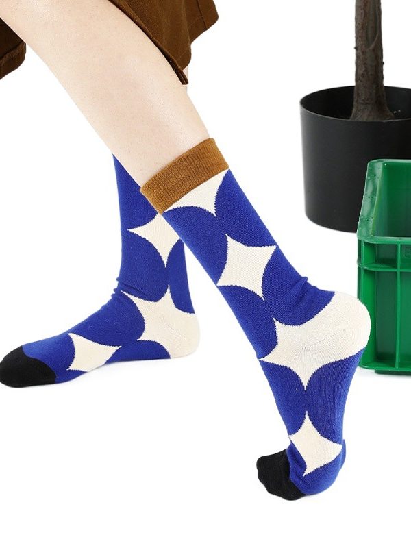 Himiya ko 2025 socks female Gemini series 168N design ins jacquard combed cotton mid-tube socks