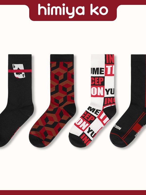 2025 spring and summer new dream theft series women's socks black breathable combed cotton tube socks casual men's socks lovers socks