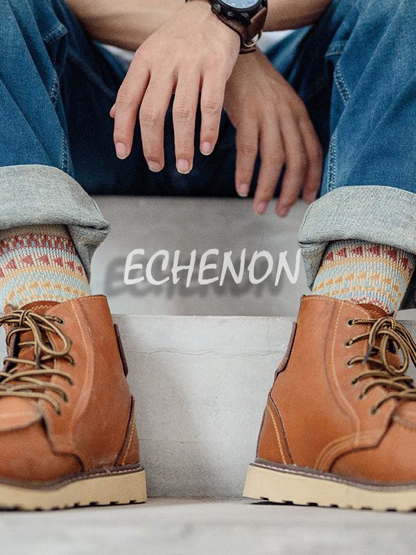 ECHENON Autumn and Winter Japanese Socks Men's Combed Cotton Boneless Trendy Retro Ethnic Style Double-Way Sports Mid-Length Socks
