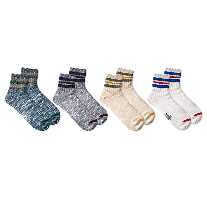 Retro Harajuku Socks: Men's Spring/Summer Thick Cotton National Style Boat Socks